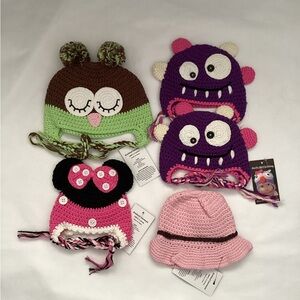 NWT (5) Hand Knit Infant/Toddler Hats